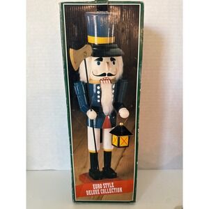 Euro Style Deluxe Collection 15 Inch Wooden Nutcracker Hand Painted Blue Soldier